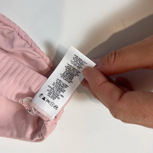 Vitamin A Lou Front Bow Ribbed Triangle Bikini Top Pink XS Swimwear Beach NWT - Picture 5 of 7